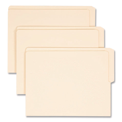 Image of Smead Heavyweight Manila End Tab Folders, 9" High Front, 1/2-Cut Tabs: Top, Letter Size, 0.75" Expansion, Manila, 100/Box