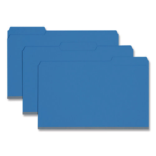 Image of Smead Expanding Recycled Heavy Pressboard Folders, 1/3-Cut Tabs: Assorted, Legal Size, 1" Expansion, Dark Blue, 25/Box