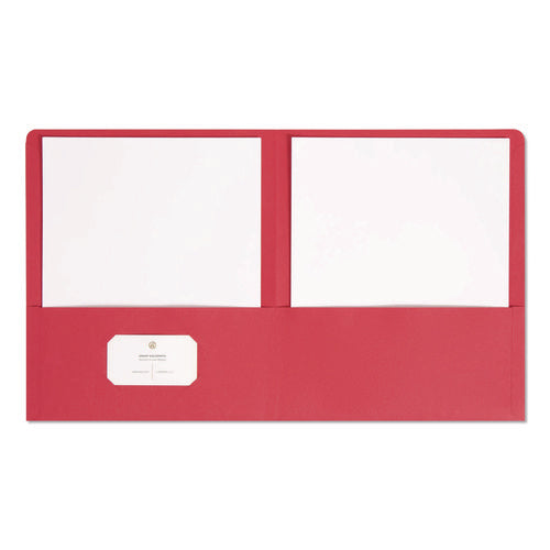 Image of Smead Two-Pocket Folder, Textured Paper, 100-Sheet Capacity, 11 X 8.5, Red, 25/box