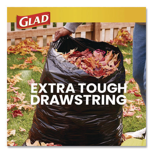 Image of Glad® Guaranteed Strong Large Drawstring Trash Bags, Three-Ply, 30 gal, 1.05 mil, 30 x 33, Black, 28 Bags/Box, 6 Boxes/Carton