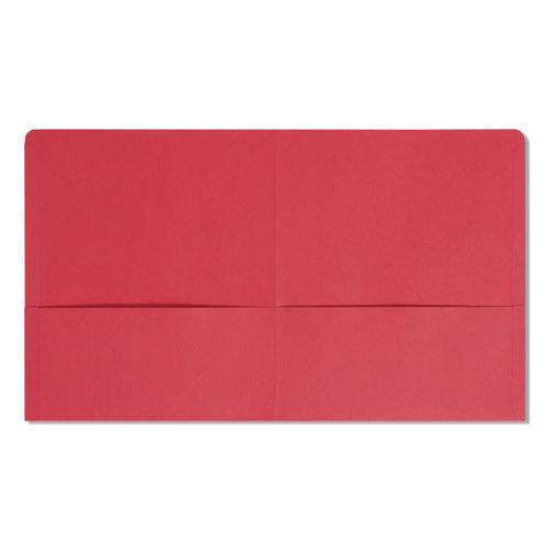 Image of Smead Two-Pocket Folder, Textured Paper, 100-Sheet Capacity, 11 X 8.5, Red, 25/box