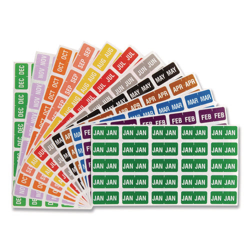 Image of Smead Monthly End Tab File Folder Labels, Jan-Dec, 0.5 X 1, Assorted, 25/sheet, 120 Sheets/box