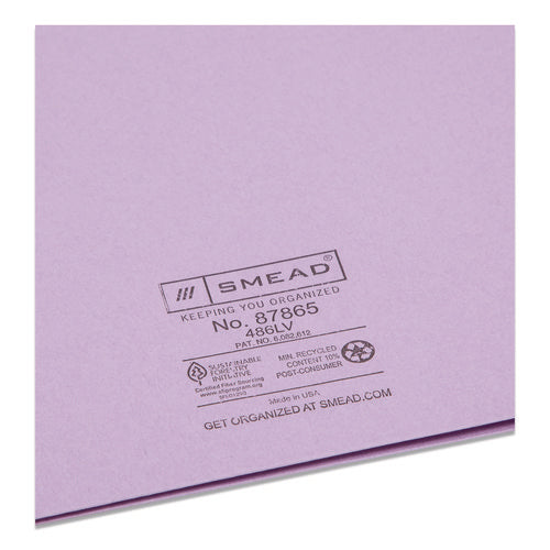 Image of Smead Two-Pocket Folder, Textured Paper, 100-Sheet Capacity, 11 X 8.5, Lavender, 25/box