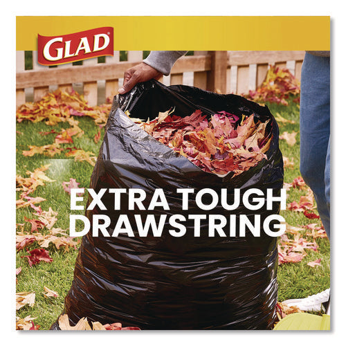 Image of Glad® Guaranteed Strong Large Drawstring Trash Bags, Three-Ply, 30 gal, 1.05 mil, 30 x 33, Black, 28/Box