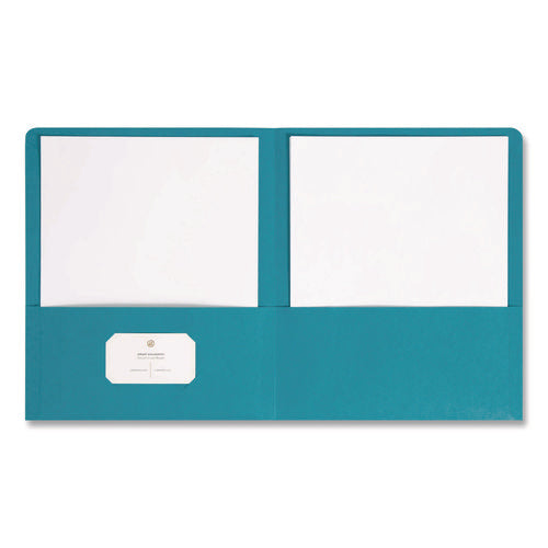 Image of Smead Two-Pocket Folder, Textured Paper, 100-Sheet Capacity, 11 X 8.5, Teal, 25/box