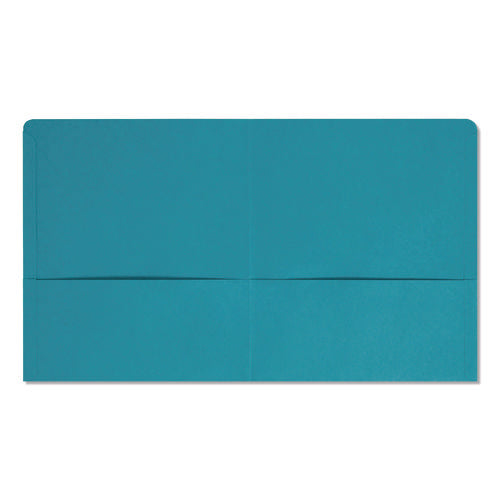 Image of Smead Two-Pocket Folder, Textured Paper, 100-Sheet Capacity, 11 X 8.5, Teal, 25/box