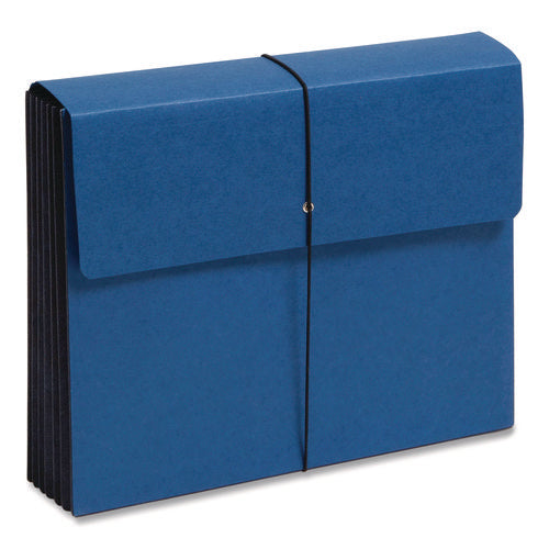 Image of Smead Extra-Wide Expanding Wallets with Elastic Cord, 5.25" Expansion, 1 Section, Elastic Cord Closure, Letter Size, Navy Blue