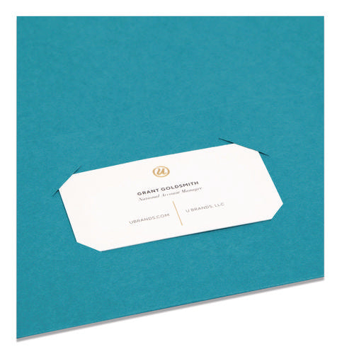 Image of Smead Two-Pocket Folder, Textured Paper, 100-Sheet Capacity, 11 X 8.5, Teal, 25/box