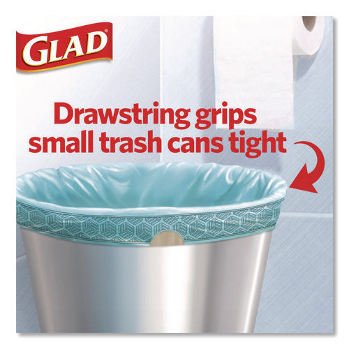 Image of Glad® OdorShield Small Drawstring Trash Bags, 4 gal, Beachside Breeze Scent, 0.5 mil, 18" x 17", Blue, 80/Box