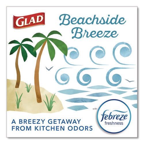 Image of Glad® OdorShield Small Drawstring Trash Bags, 4 gal, Beachside Breeze Scent, 0.5 mil, 18" x 17", Blue, 80/Box