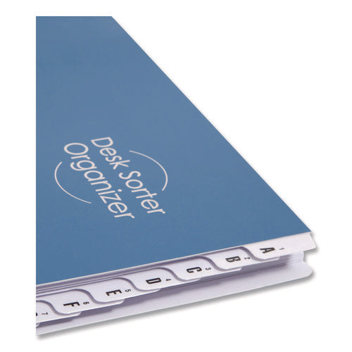 Image of Smead Deluxe Expandable Indexed Desk File/Sorter, Reinforced Tabs, 20 Dividers, Alpha/Numeric Index, Legal Size, Dark Blue Cover
