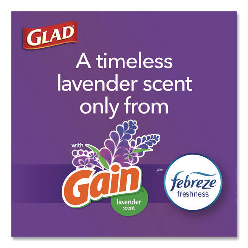 Image of Glad® ForceFlex Tall Kitchen Drawstring Trash Bags, 13 gal, Gain Lavender with Febreze Freshness, 10.18 x 9.81, White, 110/Box