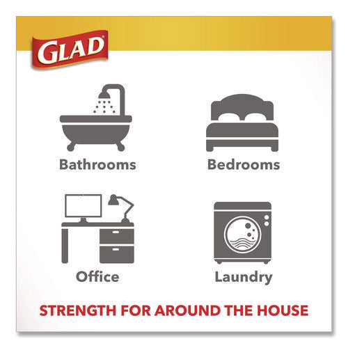 Image of Glad® Medium Drawstring Trash Bags with Clorox, 8 gal, Lemon Fresh Bleach Scent, 0.74 mil, 23" x 21.63", Gray, 26/Box