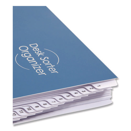 Image of Smead Deluxe Expandable Indexed Desk File/Sorter, 31 Dividers, Date Index, Letter Size, Dark Blue Cover