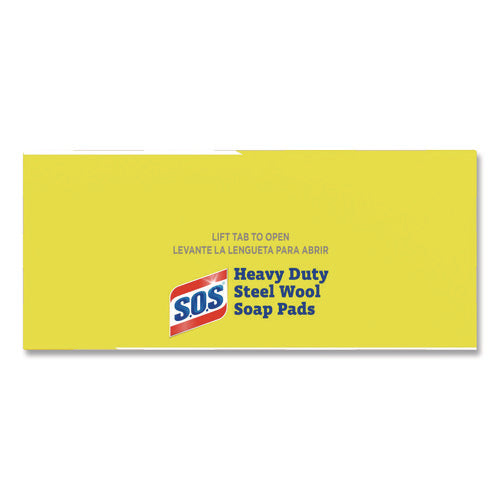 Image of S.O.S.® Steel Wool Soap Pads, 2.4 x 3, Steel, 15 Pads/Box, 12 Boxes/Carton