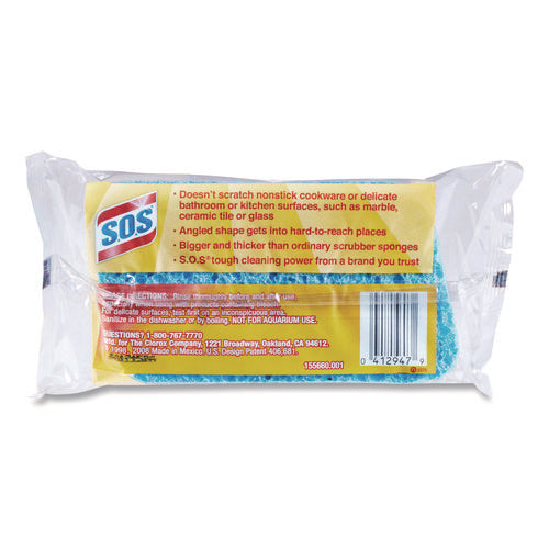 Image of S.O.S.® All Surface Scrubber Sponge, 2.5 X 4.5, 0.9" Thick, Dark Blue, 12/carton