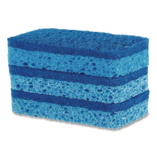 Image of S.O.S.® All Surface Scrubber Sponge, 2.5 X 4.5, 0.9" Thick, Dark Blue, 3/pack, 8 Packs/carton