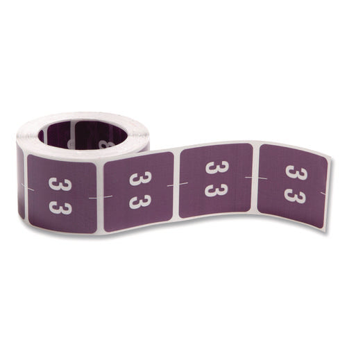 Image of Smead Numerical End Tab File Folder Labels, 3, 1.5 X 1.5, Purple, 250/roll