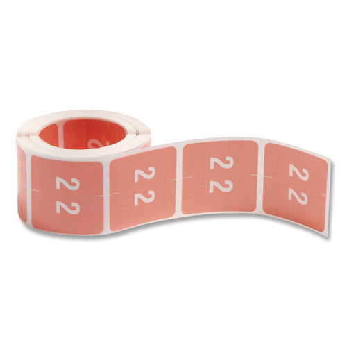 Image of Smead Numerical End Tab File Folder Labels, 2, 1.5 X 1.5, Pink, 250/roll