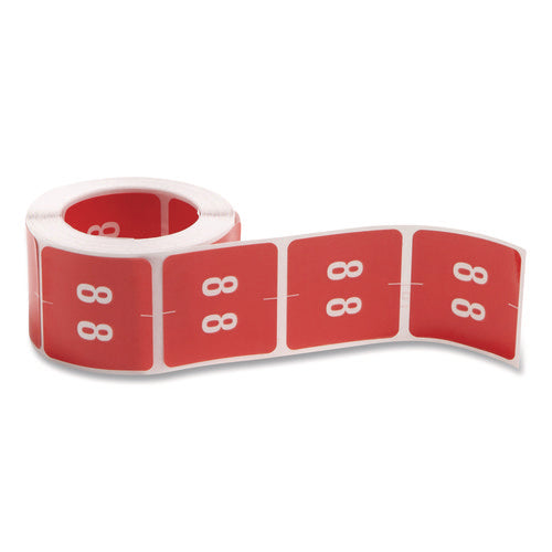 Image of Smead Numerical End Tab File Folder Labels, 8, 1.5 X 1.5, Red, 250/roll