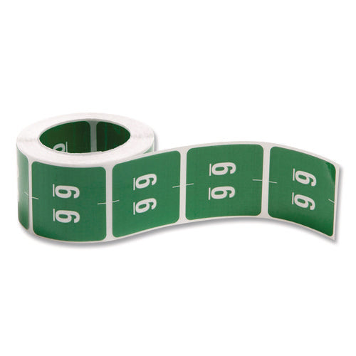 Image of Smead Numerical End Tab File Folder Labels, 6, 1.5 X 1.5, Green, 250/roll