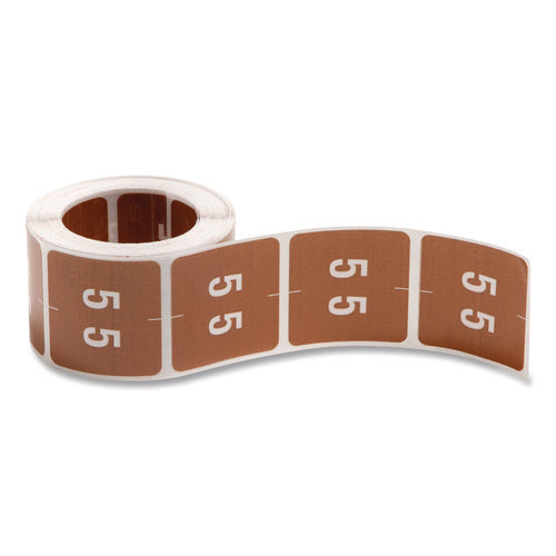 Image of Smead Numerical End Tab File Folder Labels, 5, 1.5 X 1.5, Brown, 250/roll