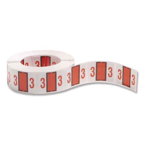 Image of Smead Numerical End Tab File Folder Labels, 3, 1 X 1.25, White, 500/roll
