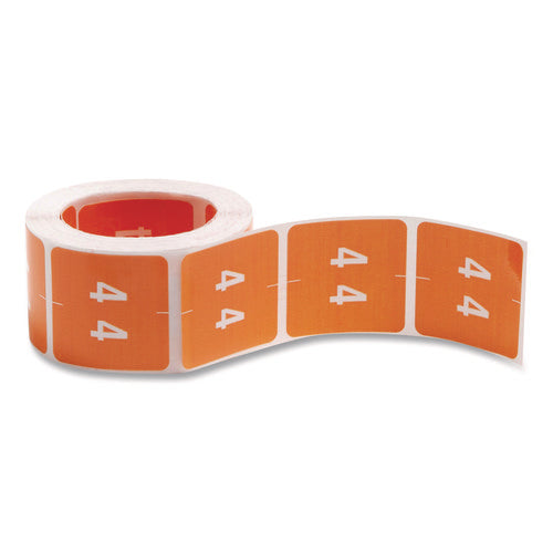 Image of Smead Numerical End Tab File Folder Labels, 4, 1.5 X 1.5, Orange, 250/roll