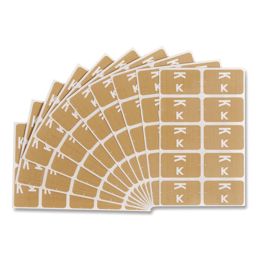 Image of Smead Alphaz Color-Coded Second Letter Alphabetical Labels, K, 1 X 1.63, Light Brown, 10/sheet, 10 Sheets/pack