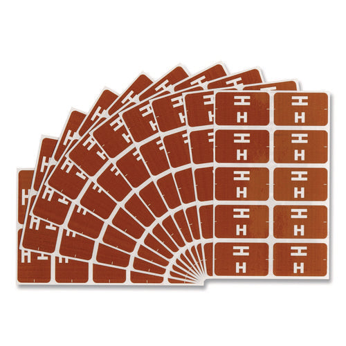 Image of Smead Alphaz Color-Coded Second Letter Alphabetical Labels, H, 1 X 1.63, Dark Brown, 10/sheet, 10 Sheets/pack