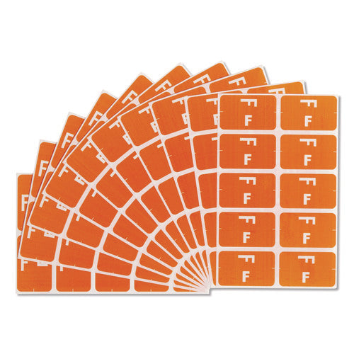 Image of Smead Alphaz Color-Coded Second Letter Alphabetical Labels, F, 1 X 1.63, Orange, 10/sheet, 10 Sheets/pack