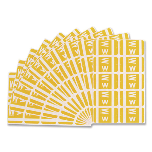 Image of Smead Alphaz Color-Coded Second Letter Alphabetical Labels, W, 1 X 1.63, Yellow, 10/sheet, 10 Sheets/pack