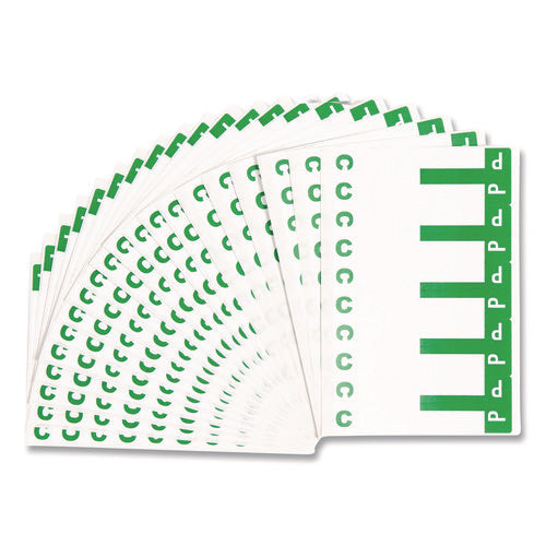 Image of Smead Alphaz Color-Coded First Letter Combo Alpha Labels, C/p, 1.16 X 3.63, Dark Green/white, 5/sheet, 20 Sheets/pack