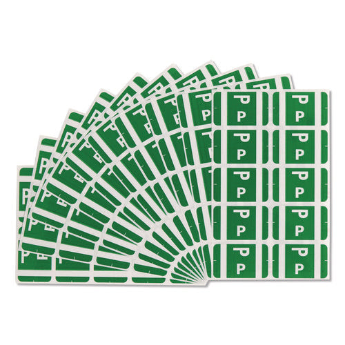 Image of Smead Alphaz Color-Coded Second Letter Alphabetical Labels, P, 1 X 1.63, Dark Green, 10/sheet, 10 Sheets/pack