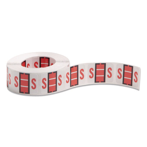 Image of Smead A-Z Color-Coded End Tab Filing Labels, S, 1 X 1.25, White, 500/roll