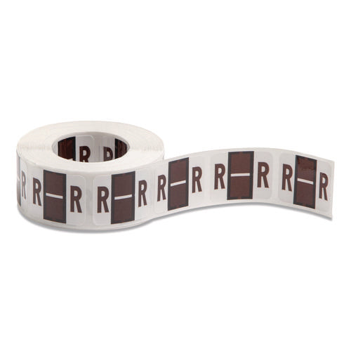 Image of Smead A-Z Color-Coded End Tab Filing Labels, R, 1 X 1.25, White, 500/roll