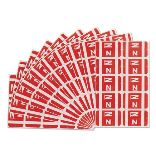 Image of Smead Alphaz Color-Coded Second Letter Alphabetical Labels, N, 1 X 1.63, Red, 10/sheet, 10 Sheets/pack