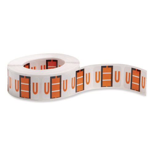 Image of Smead A-Z Color-Coded End Tab Filing Labels, U, 1 X 1.25, White, 500/roll