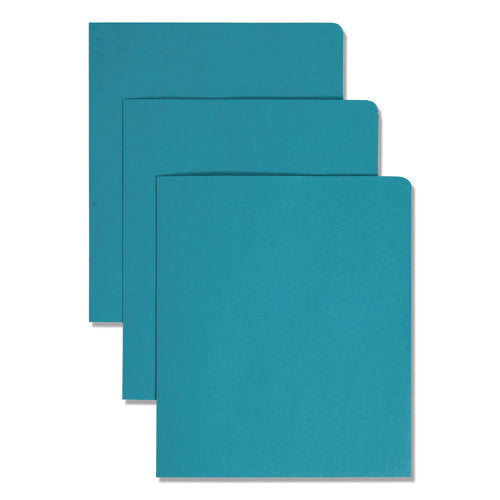 Image of Smead Two-Pocket Folder, Textured Paper, 100-Sheet Capacity, 11 X 8.5, Teal, 25/box