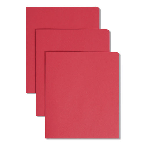 Image of Smead Two-Pocket Folder, Textured Paper, 100-Sheet Capacity, 11 X 8.5, Red, 25/box