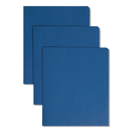 Image of Smead Two-Pocket Folder, Textured Paper, 100-Sheet Capacity, 11 X 8.5, Dark Blue, 25/box