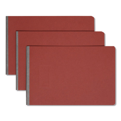 Image of Smead Prong Fastener Premium Pressboard Report Cover, Two-Piece Prong Fastener, 3" Capacity, 11 X 17, Red/red