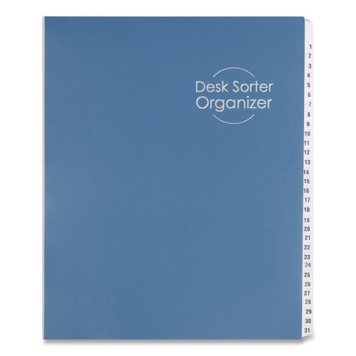 Image of Smead Deluxe Expandable Indexed Desk File/Sorter, 31 Dividers, Date Index, Letter Size, Dark Blue Cover