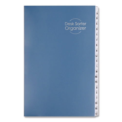 Image of Smead Deluxe Expandable Indexed Desk File/Sorter, Reinforced Tabs, 20 Dividers, Alpha/Numeric Index, Legal Size, Dark Blue Cover