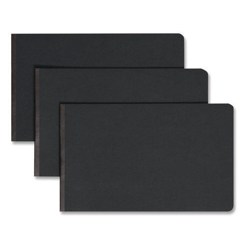 Image of Smead Prong Fastener Premium Pressboard Report Cover, Two-Piece Prong Fastener, 3" Capacity, 8.5 X 14, Black/black