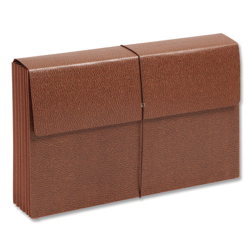 Image of Smead Classic Expanding Partition Wallet with Tear Resistant Gusset/Elastic Cord, 5.25" Exp, 6 Section, Legal Size, Redrope, 10/Box