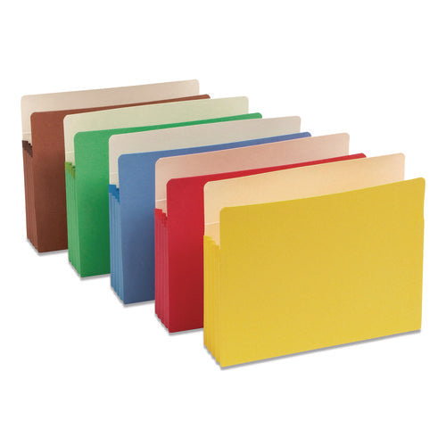 Image of Smead Colored File Pockets, 3.5" Expansion, Letter Size, Assorted Colors, 5/Pack