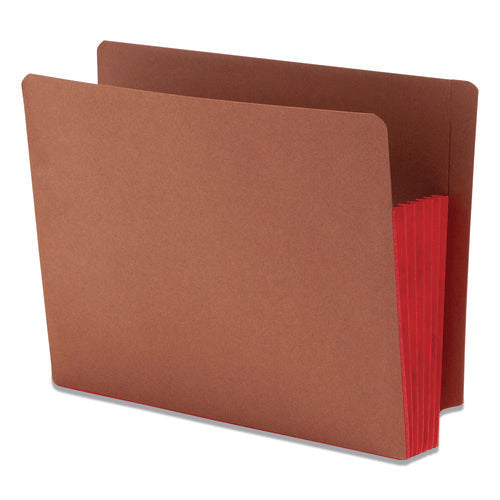 Image of Smead Redrope Drop-Front End Tab File Pockets, Fully Lined 6.5" High Gussets, 5.25" Expansion, Letter Size, Redrope/Red, 10/Box