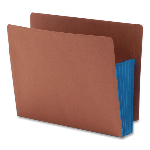Image of Smead Redrope Drop-Front End Tab File Pockets, Fully Lined 6.5" High Gussets, 5.25" Expansion, Letter Size, Redrope/Blue, 10/Box