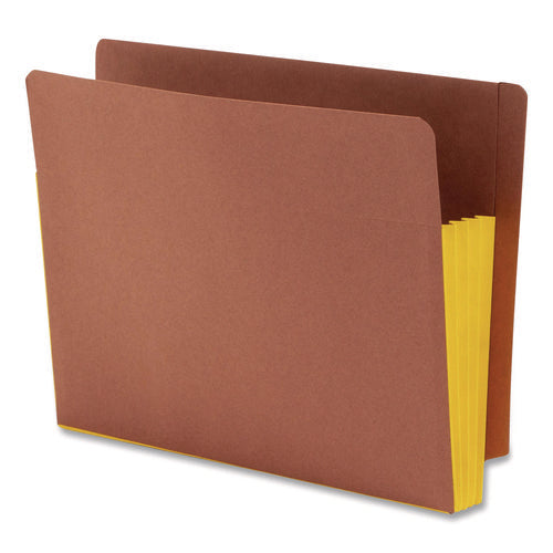 Image of Smead Redrope Drop-Front End Tab File Pockets, Fully Lined 6.5" High Gussets, 3.5" Expansion, Letter Size, Redrope/Yellow, 10/Box